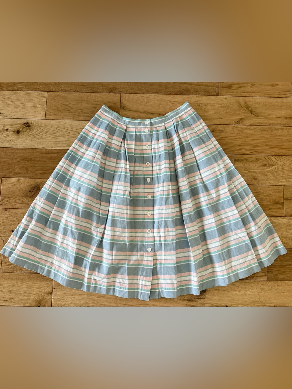 Vintage 90s Brooks Brothers pastel stripe a-line midi skirt